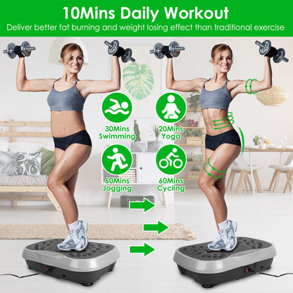 1Pc Vibration Exercise Machine With Resistant Bands Remote Control Whole Body Vibration Platform Workout Equipment Home Fitness Training Equipment For Weight Loss Fat Burner